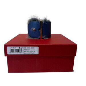 Salvatore Ferragamo Women's‎ Alto Fur & Leather Dyed Blue Bracelet Reversible